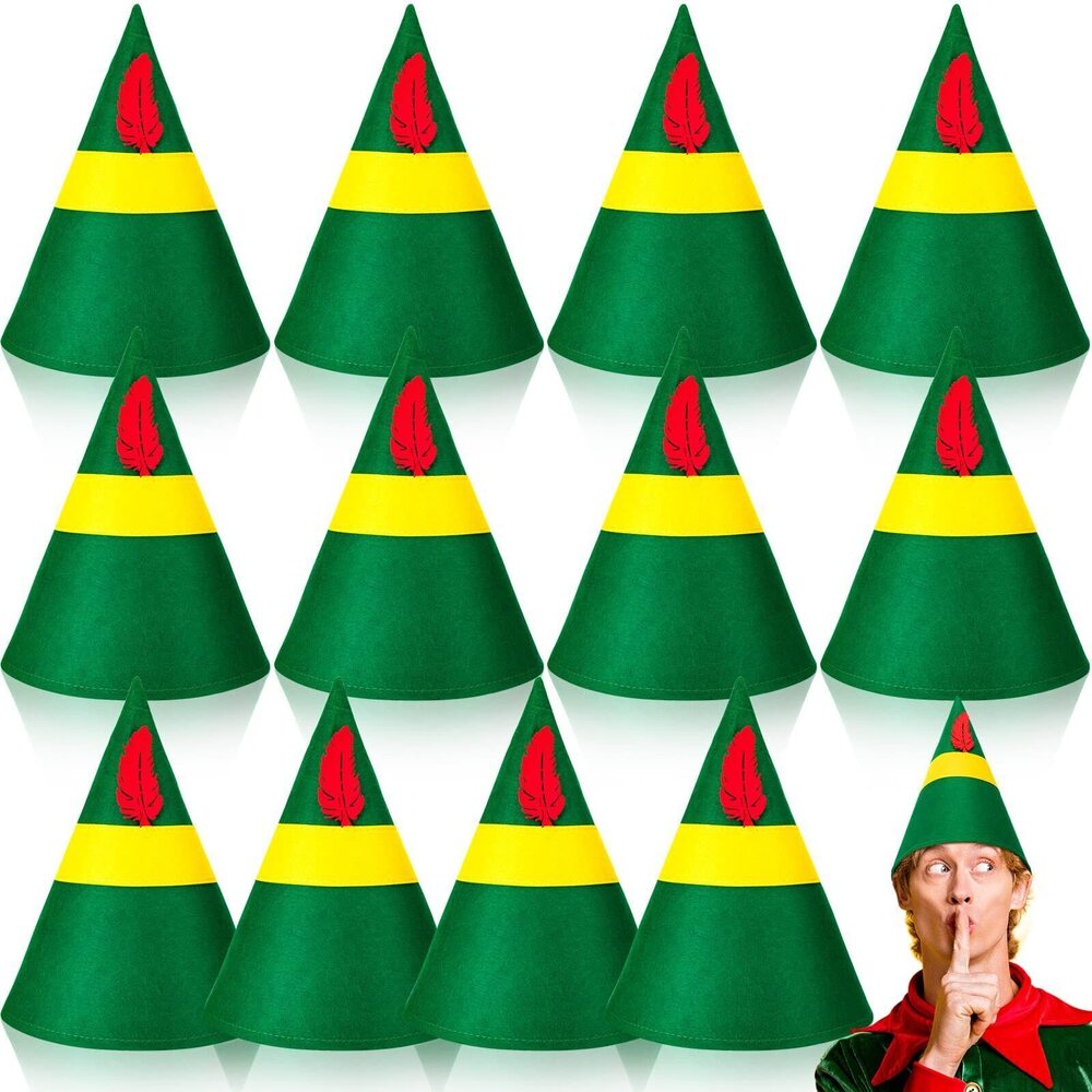 2026 12 Pieces Christmas Costume Hat Xmas Party Accessories Green Santa
